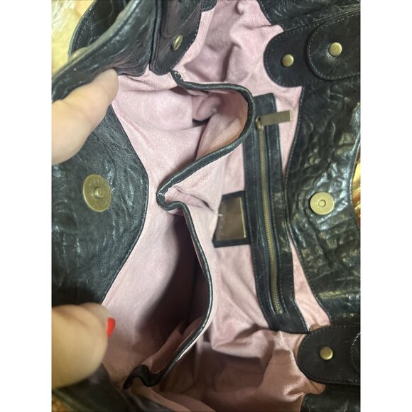 Kooba Studded Tote Bag Handbag Leather Black Y2K Biker Baddie Purse - Picture 14 of 16